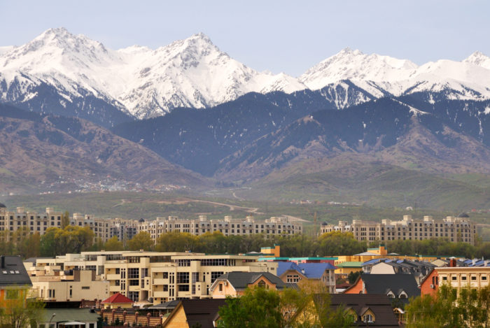 Almaty uptown at the foot of Tien Shan